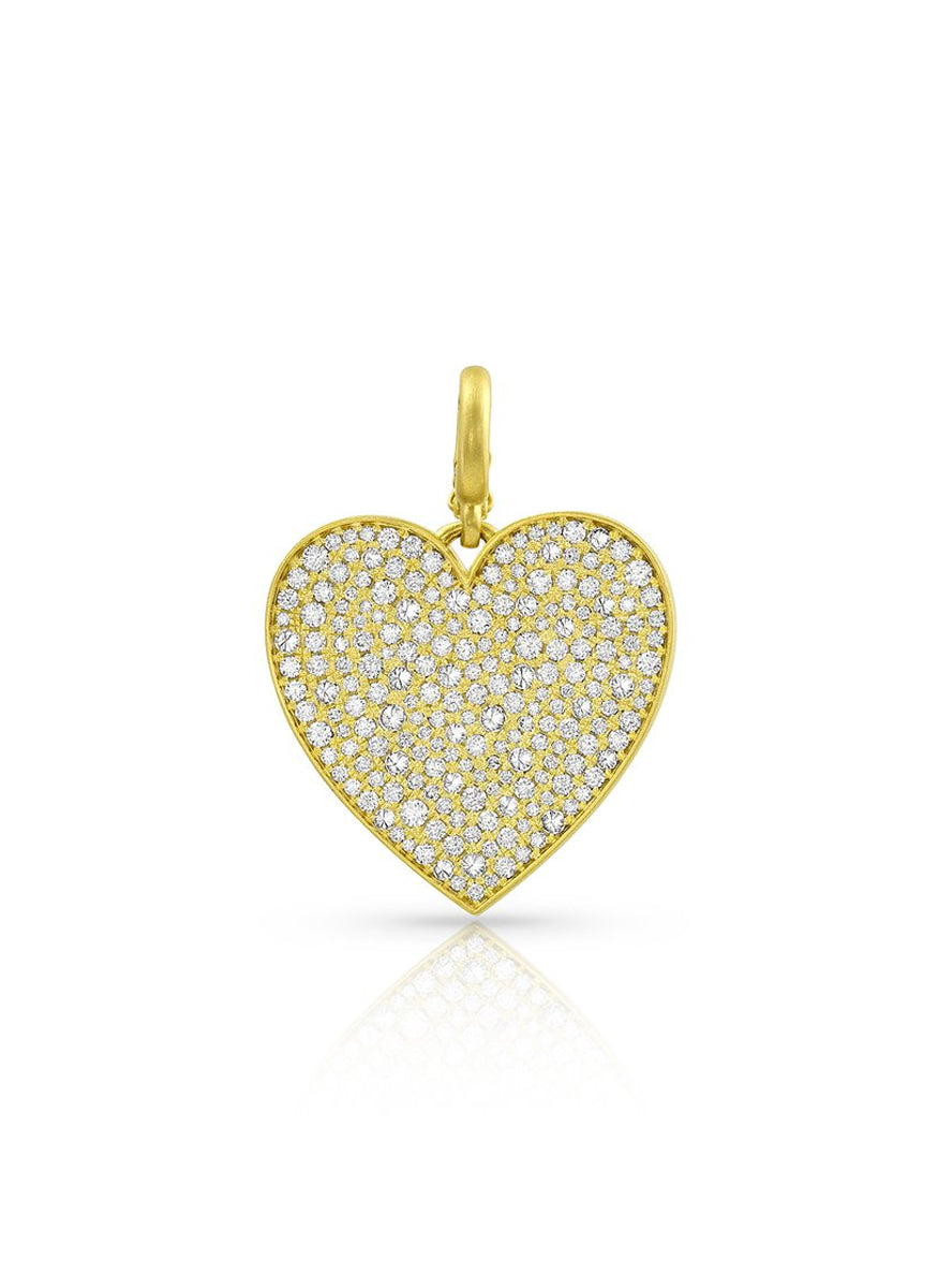 White Diamond Heart Pendant, Medium