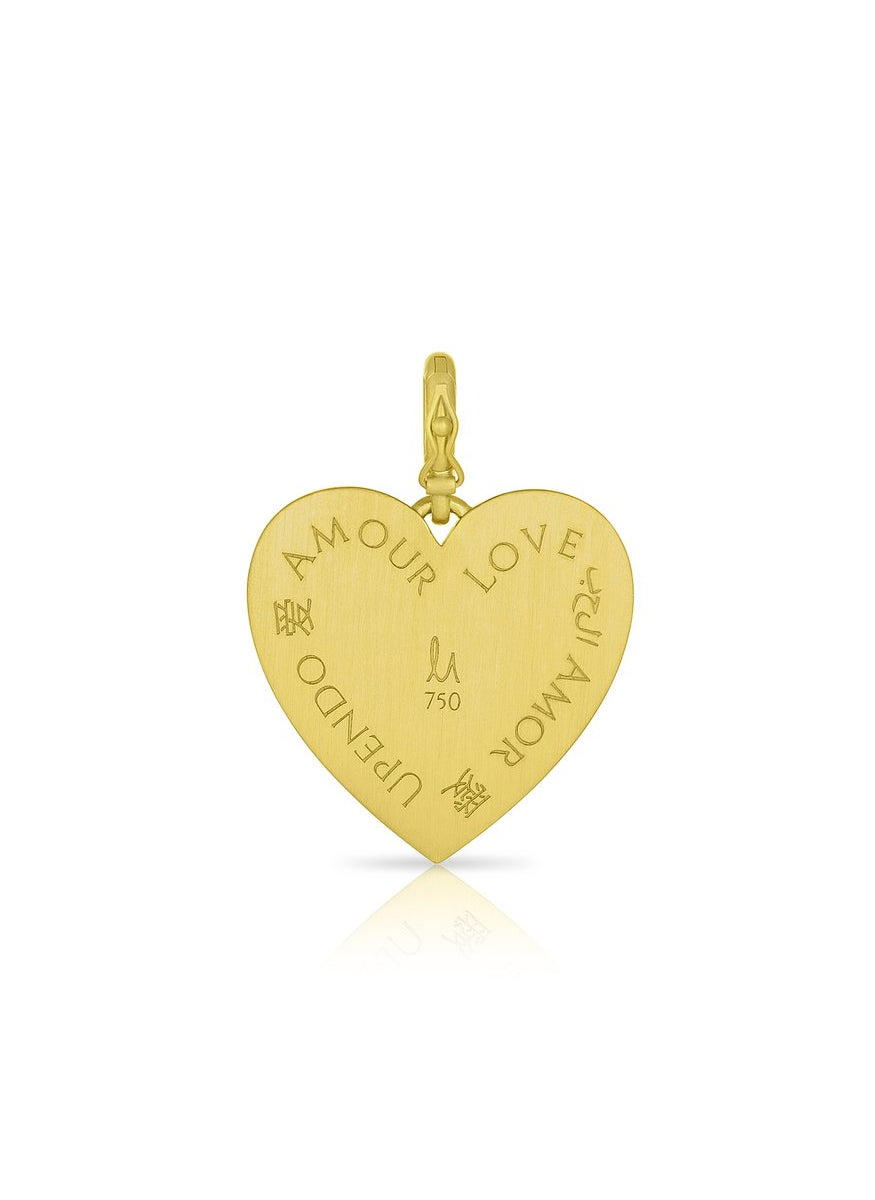 White Diamond Heart Pendant, Medium