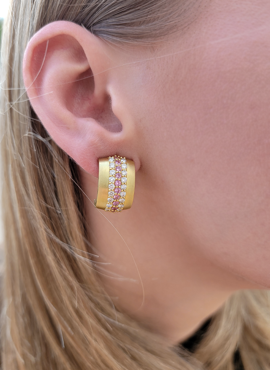 Omega Earrings, Pink Sapphire