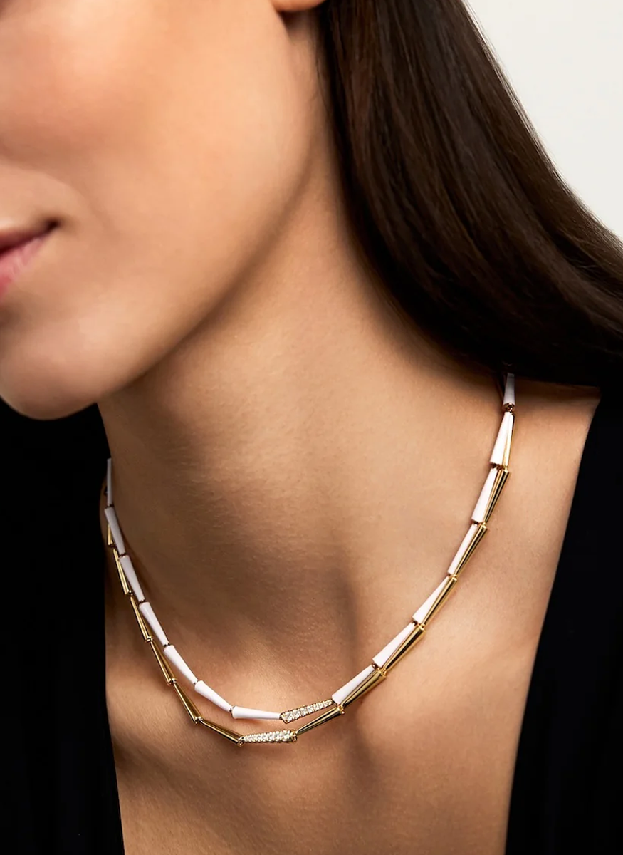Lola Linked Necklace, White