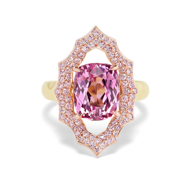 Lotus Garnet Mandorla Ring