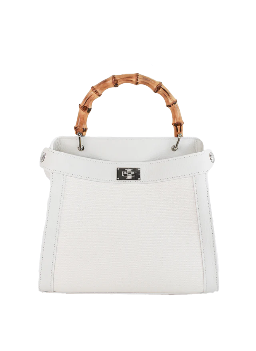 Lutece Mini Canvas Bag with Bamboo Top Handle