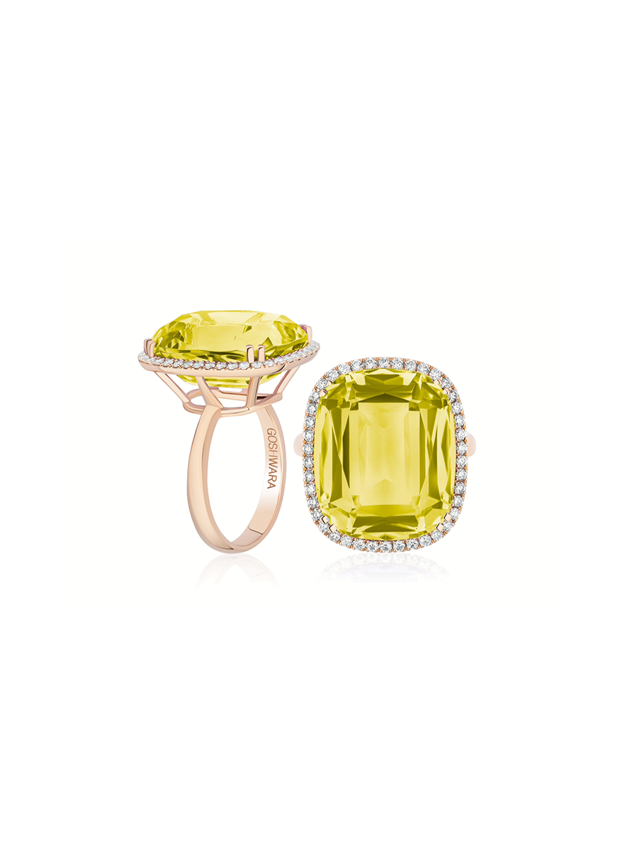 Lemonquartz Cushion Cocktail Ring