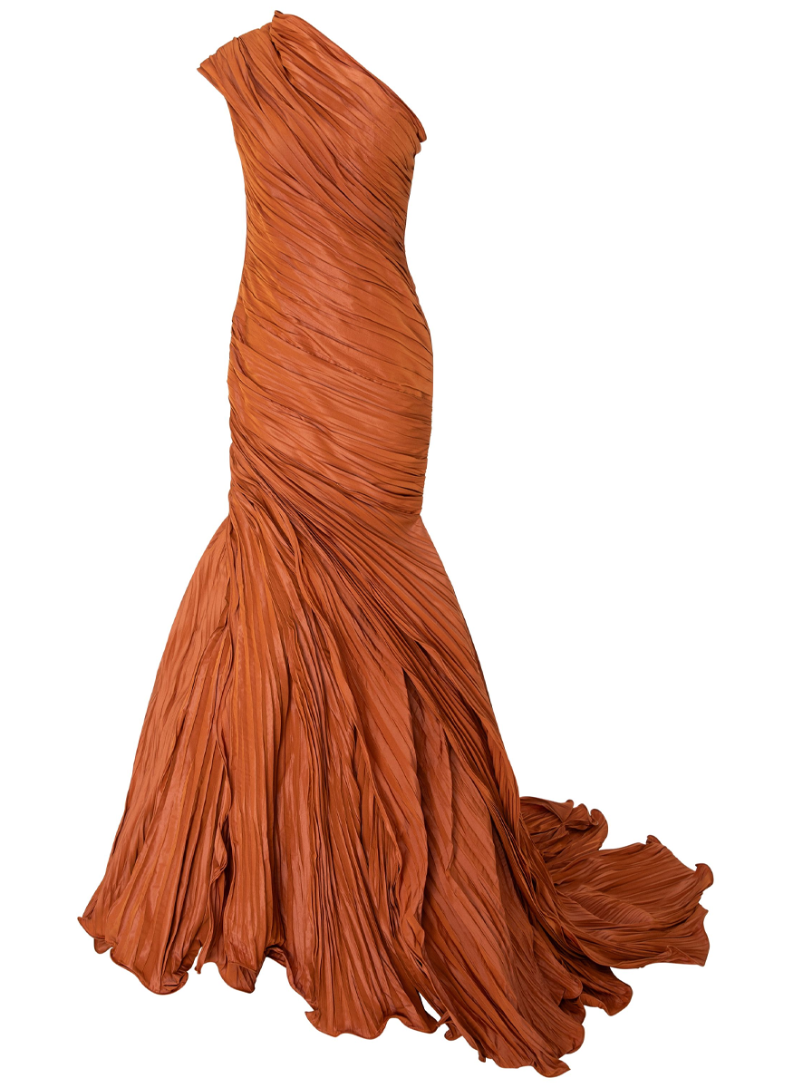 One Shoulder Draped Mermaid Gown