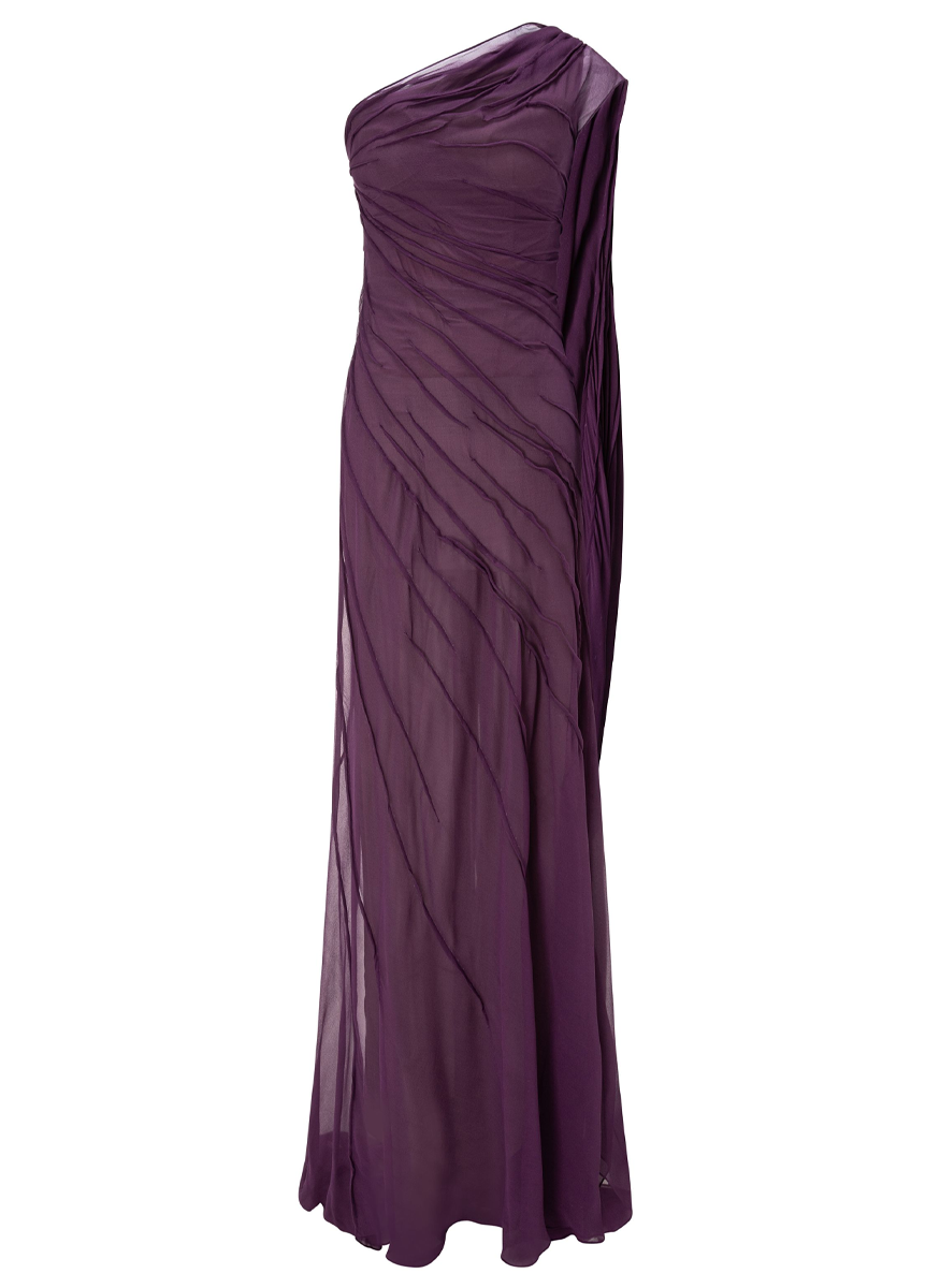 Chiffon Draped One Shoulder Gown
