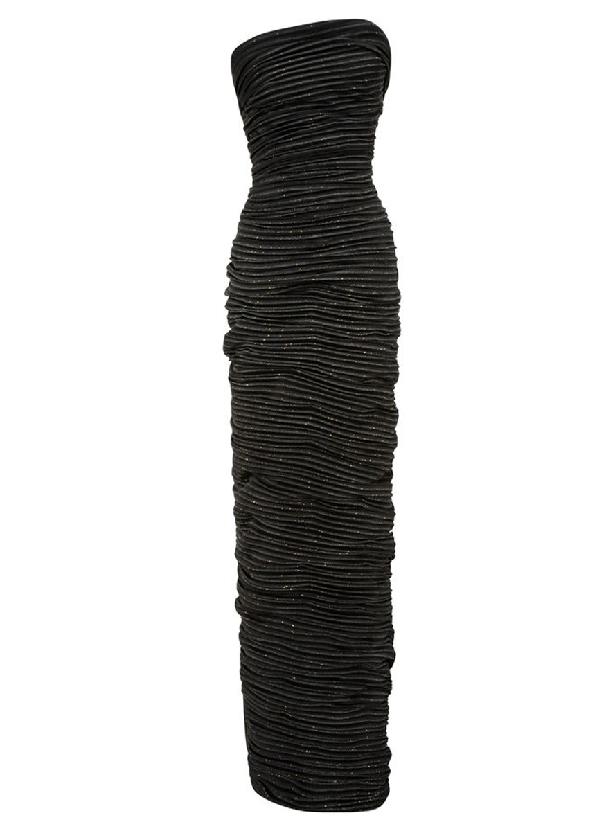 Strapless Gown with Hand Painted Metallic Detail