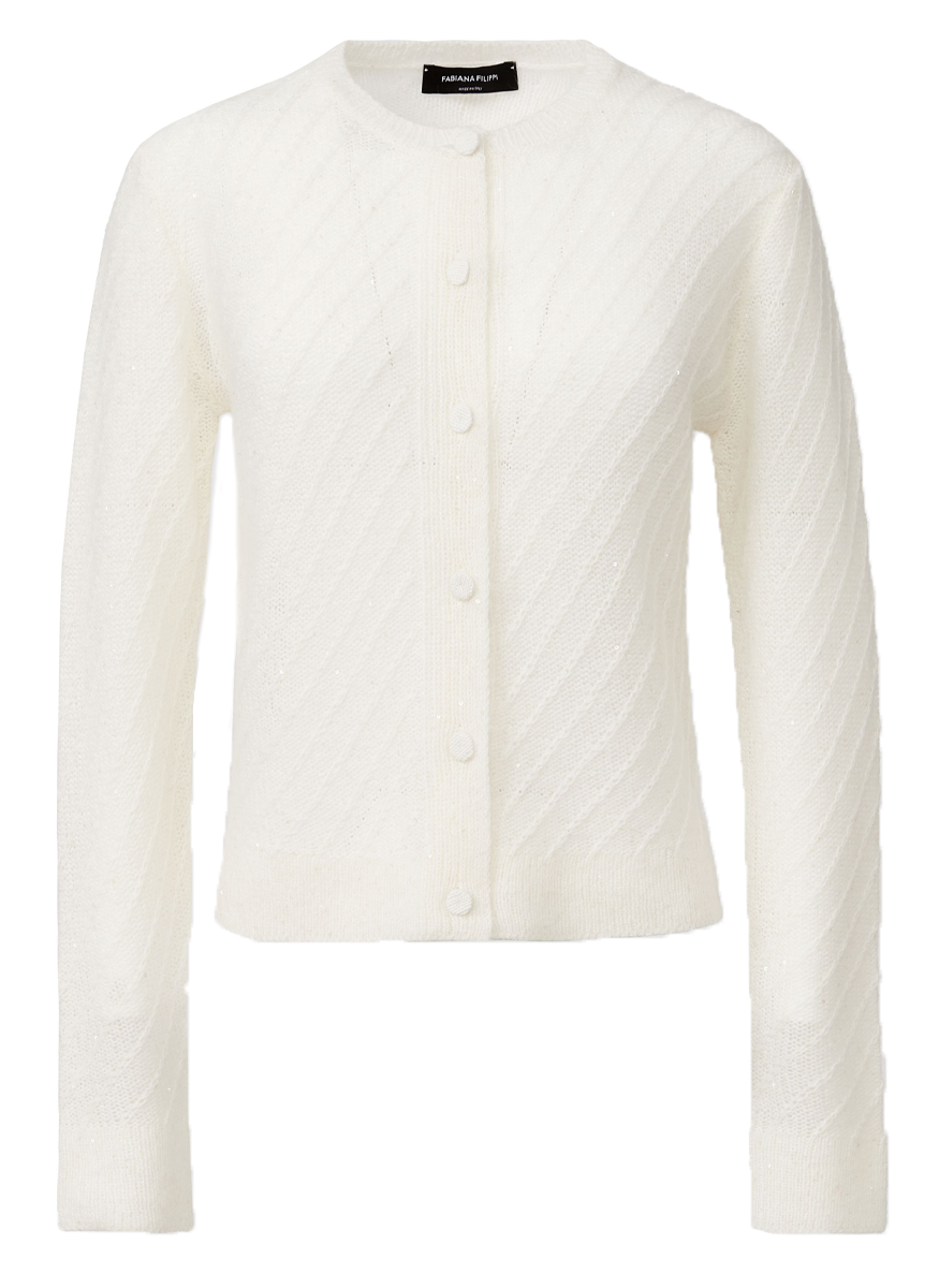 Silk Wool with Sequins Diagonal Detail
