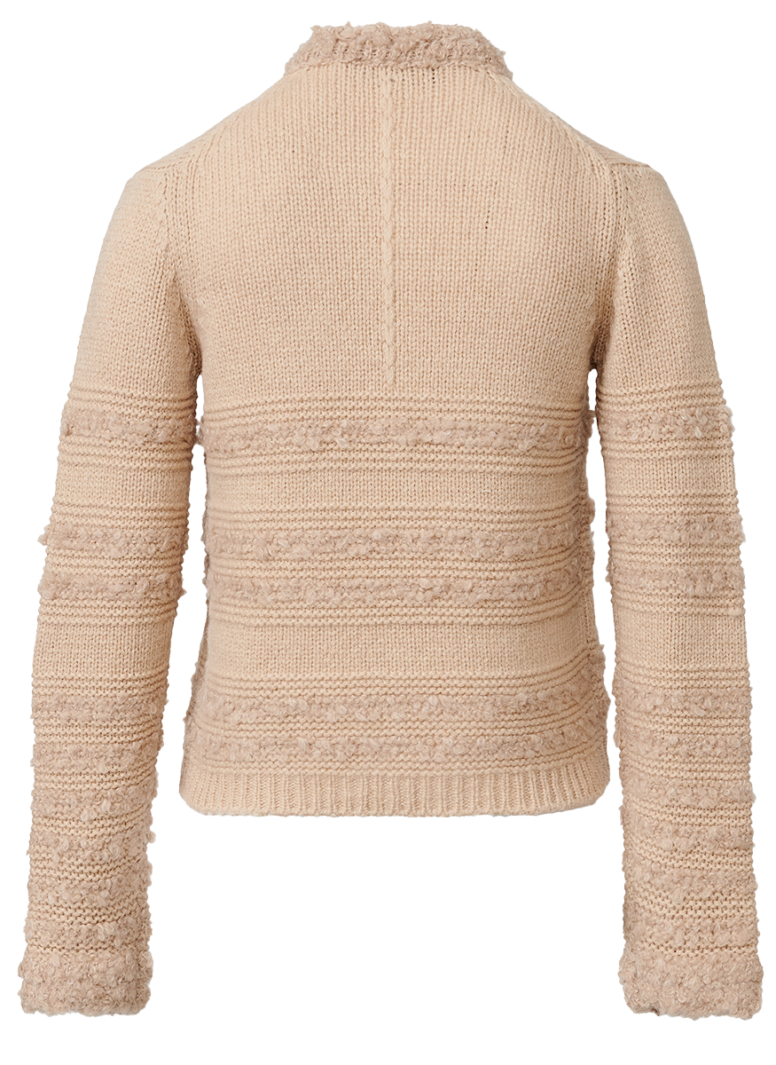 Crew Neck Cardigan with Boucle