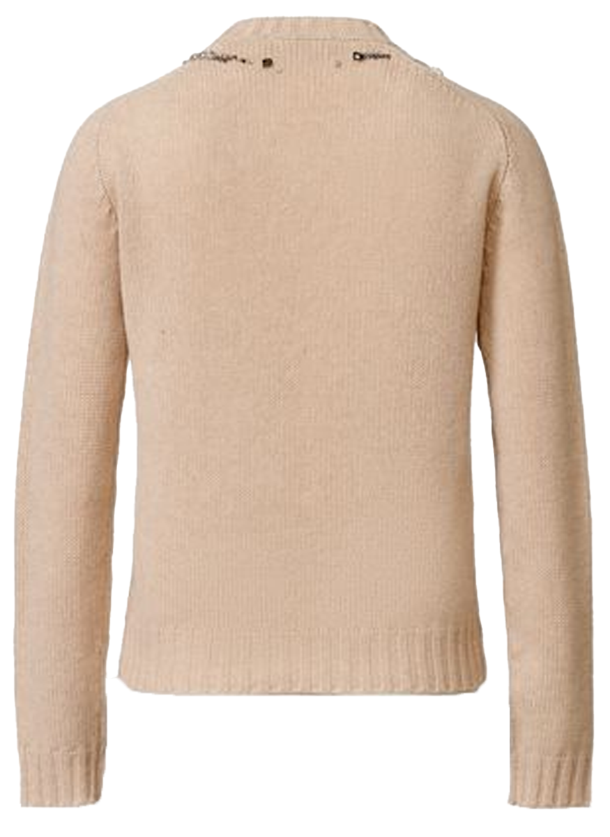 Platinum Crewneck Sweater with Jewel Embroidery