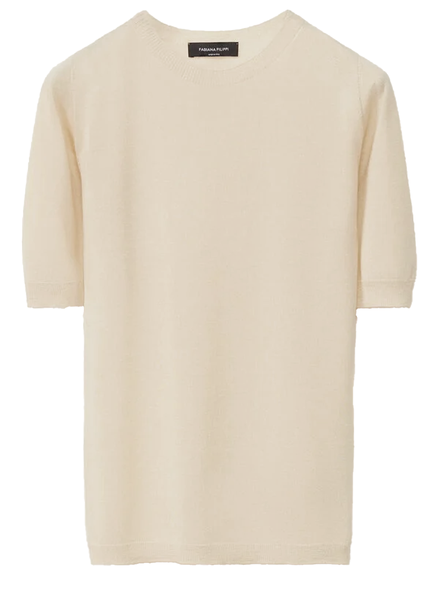 Cashmere Silk Short Sleeve Crewneck Sweater