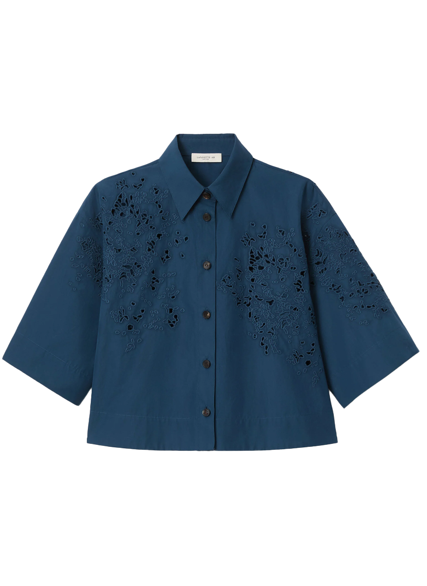 Hand Cutout Organic Cotton Poplin Cropped Shirt