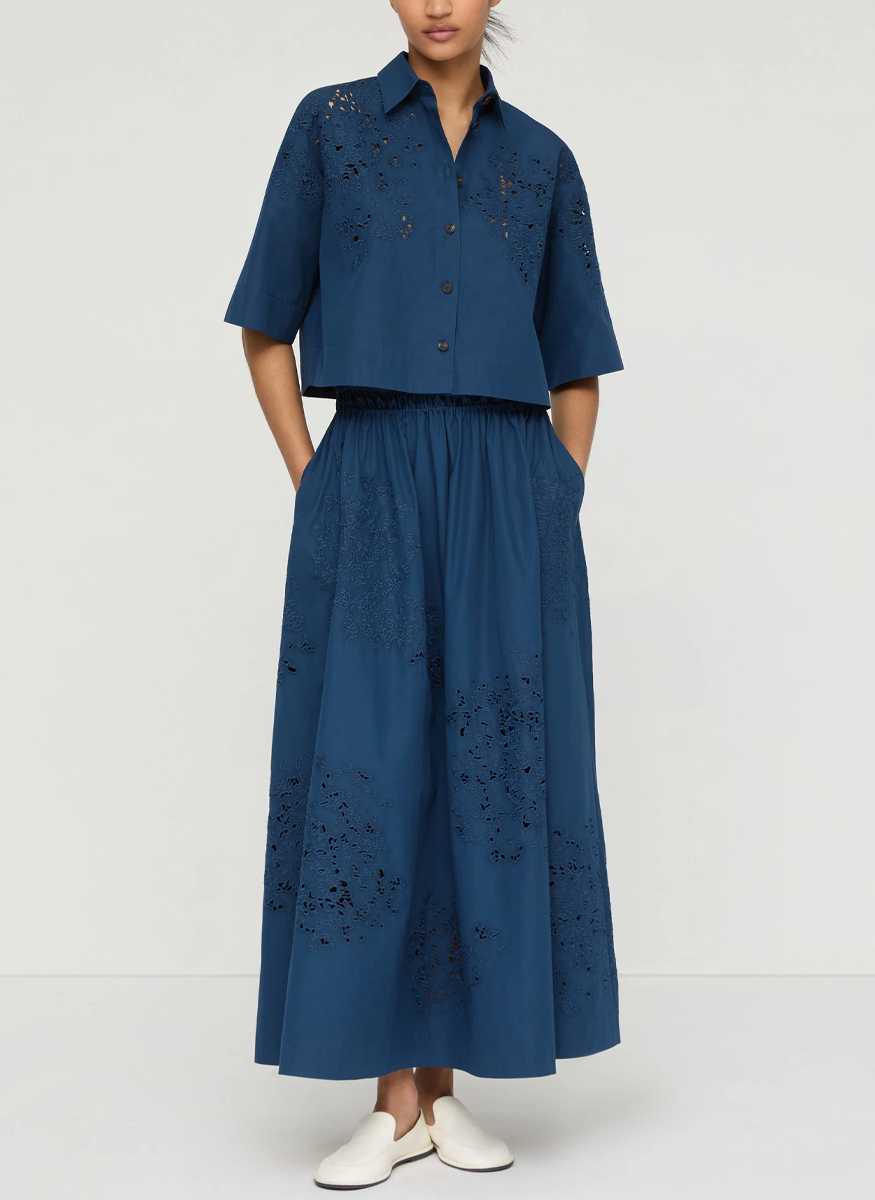 Hand Cutout Organic Cotton Poplin Cropped Shirt
