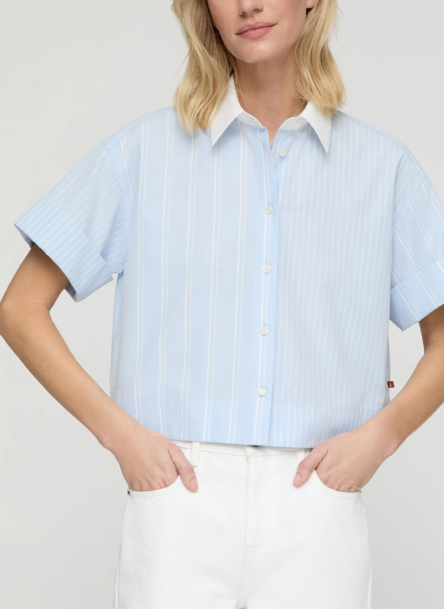 Striped Cotton Montauk Cropped Shirt