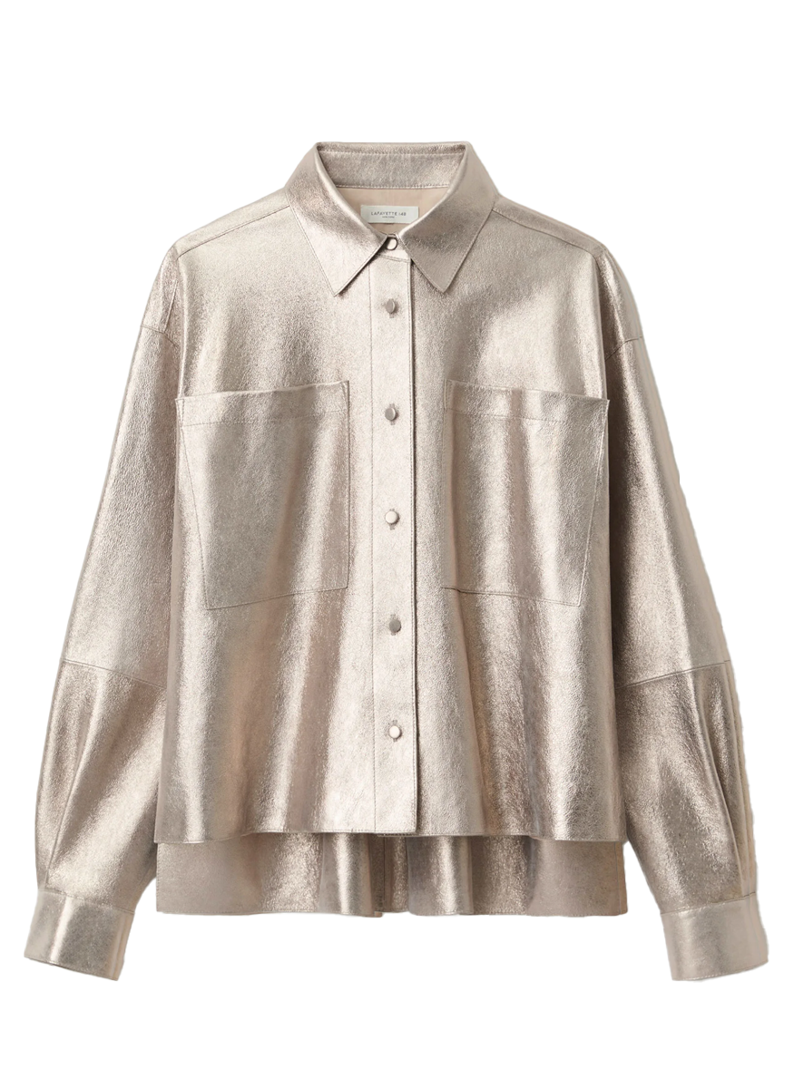 Metallic Stardust Suede Oversized Boyfriend Shirt