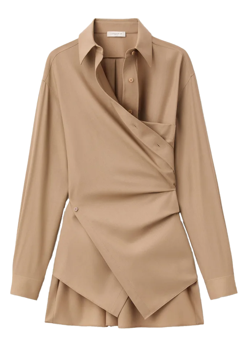 Tropical Wool Convertible Wrap Blouse