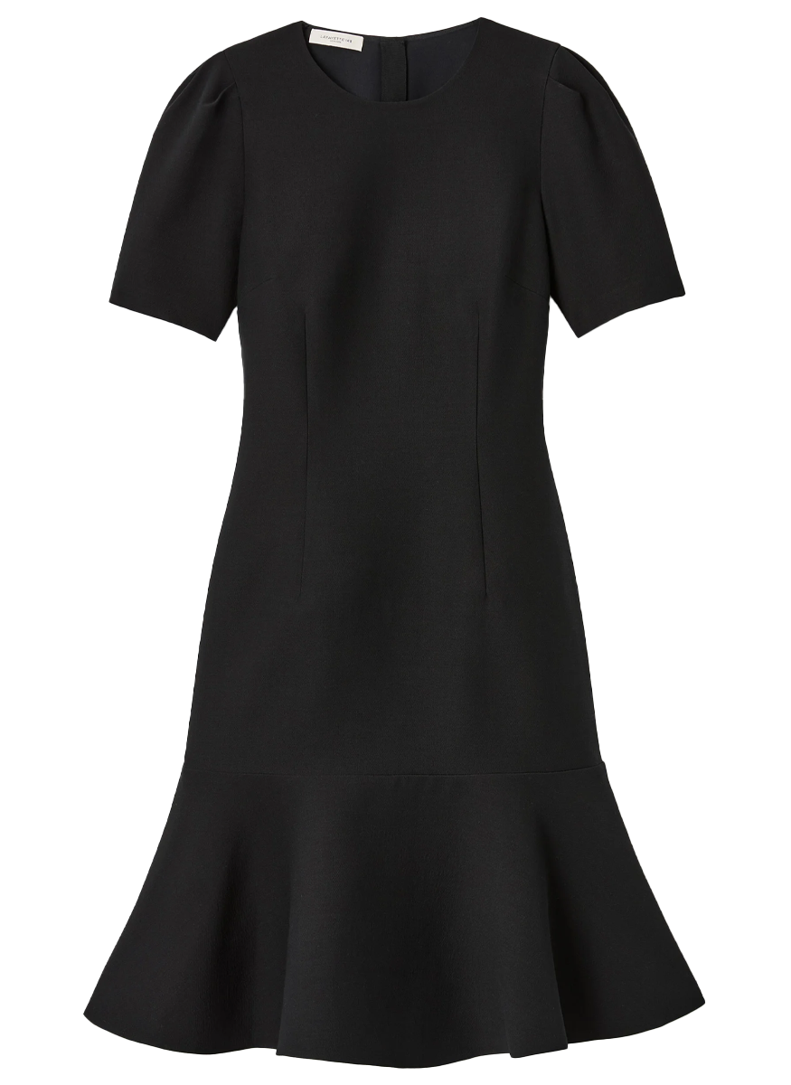 Wool-Silk Crepe Short Sleeve Dress