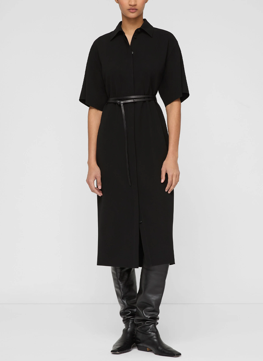 Responsible Finesse Crepe Belted Midi Shirtdress