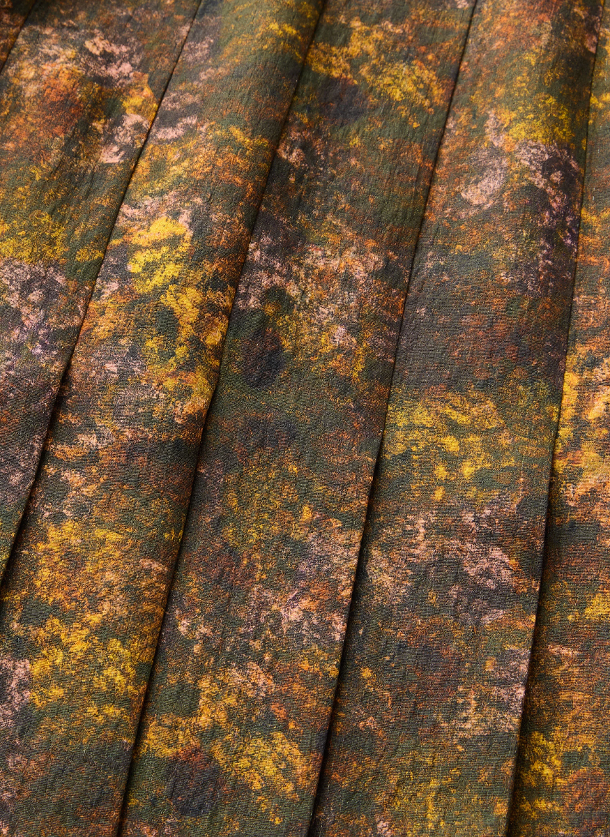 Impression Print Silk-Wool Hand Pleated Short Sleeve Dress - Lafayette 148 New York