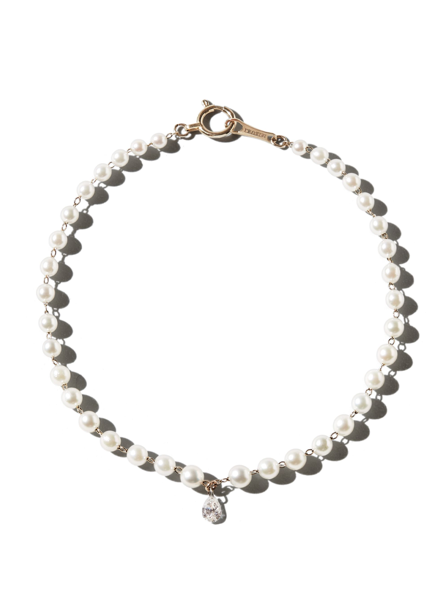Akoya Pearl and Pear Diamond Bracelet