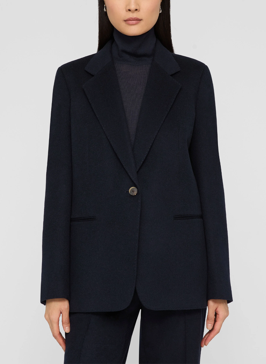 Drop Lapel Single Button Camel Hair Blazer