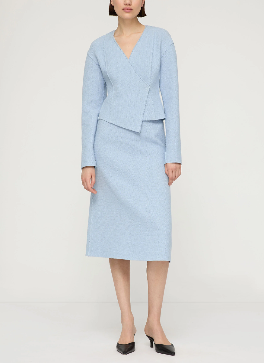 Organic Cotton Dobby Asymmetric Fitted Jacket
