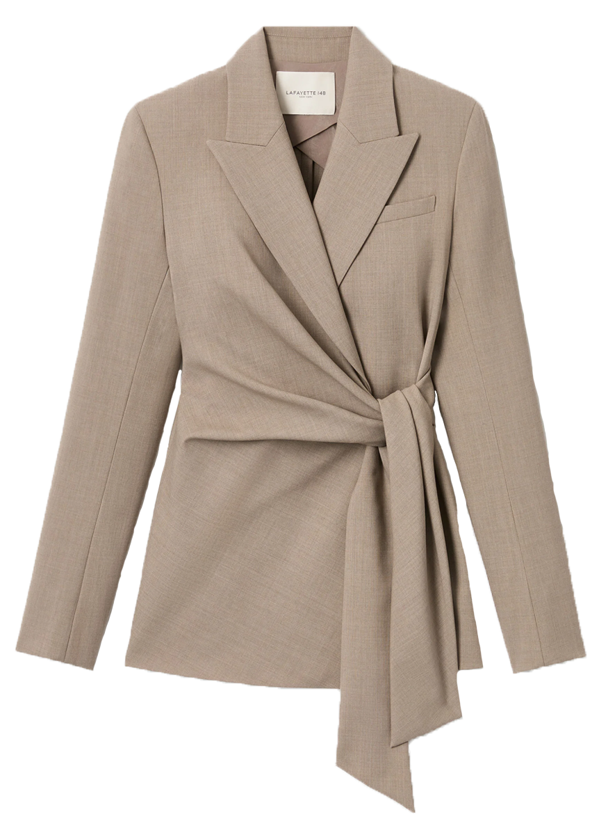 Responsible Stretch Wool Slim Wrap Blazer