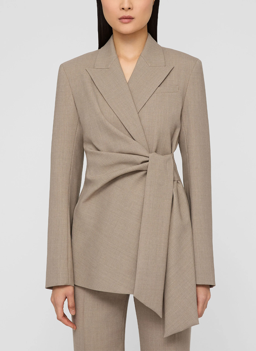 Responsible Stretch Wool Slim Wrap Blazer