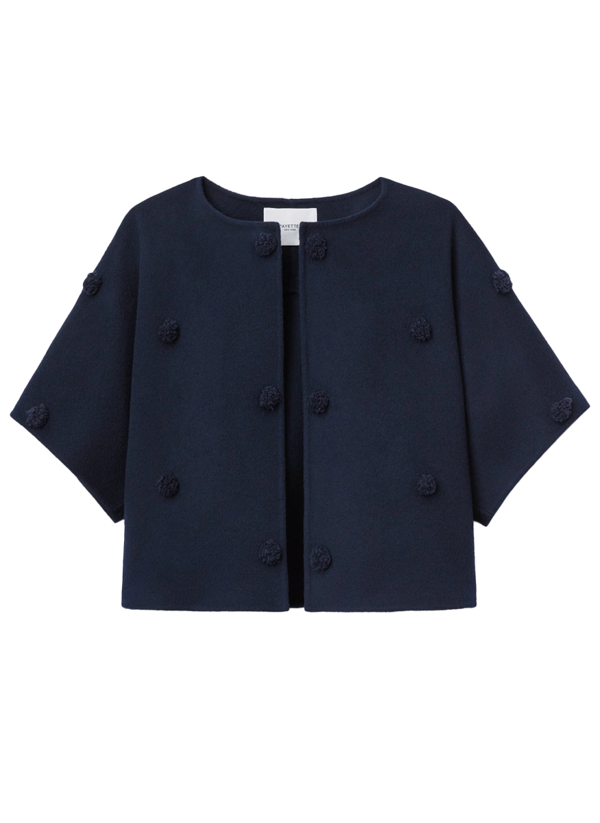 Wool-Cashmere Double Face Embellished Polka Dot Jacket