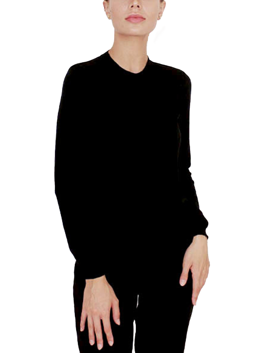 Superfine Light Weight Crew Sweater in Black