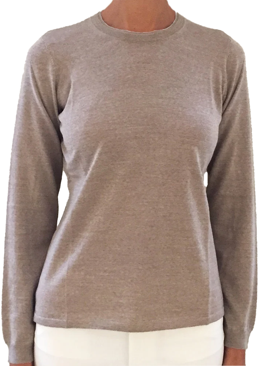 Superfine Light Weight Crew Sweater in Beige