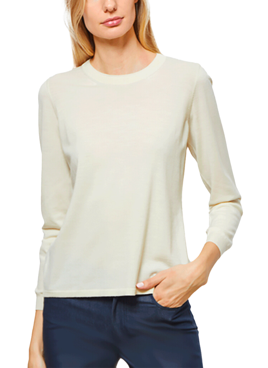 Superfine Light Weight Crew Sweater in Ivory