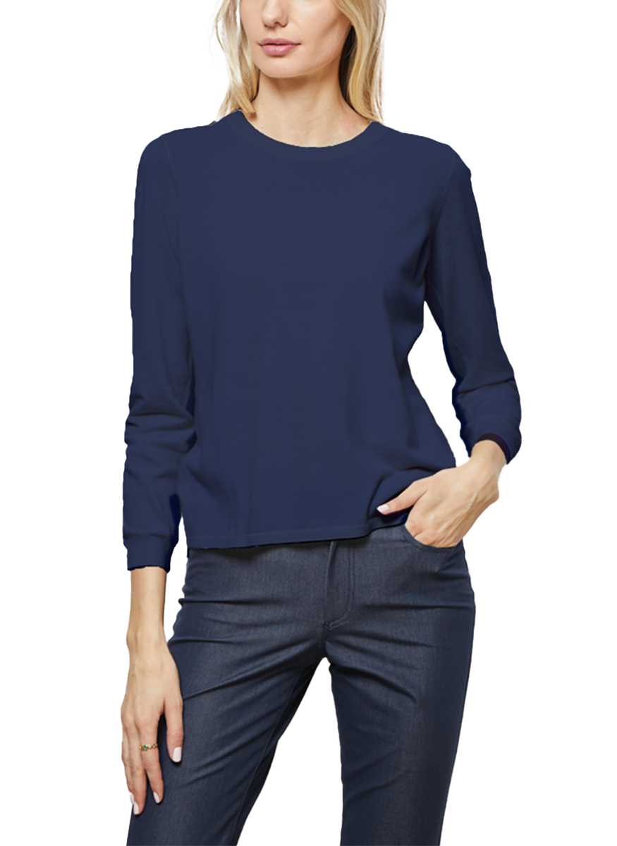 Superfine Light Weight Crew Sweater in Navy
