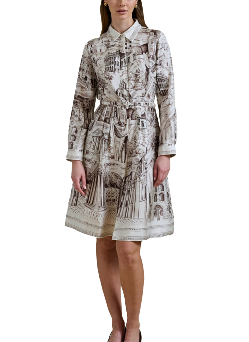 Silk Shirt Dress with Belt in Lake Como Print