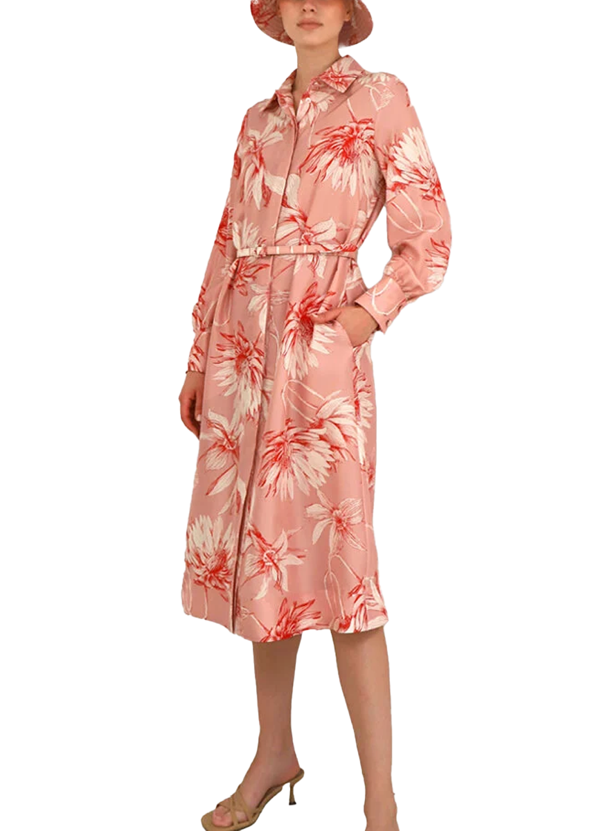Classic Silk Long Sleeve Shirt Dress