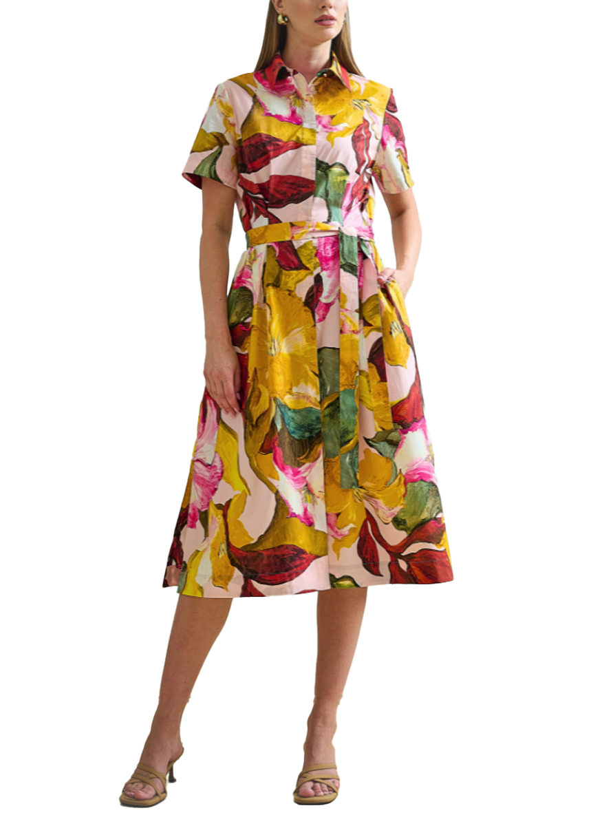 Half-Sleeve Dress in Bergamo Print