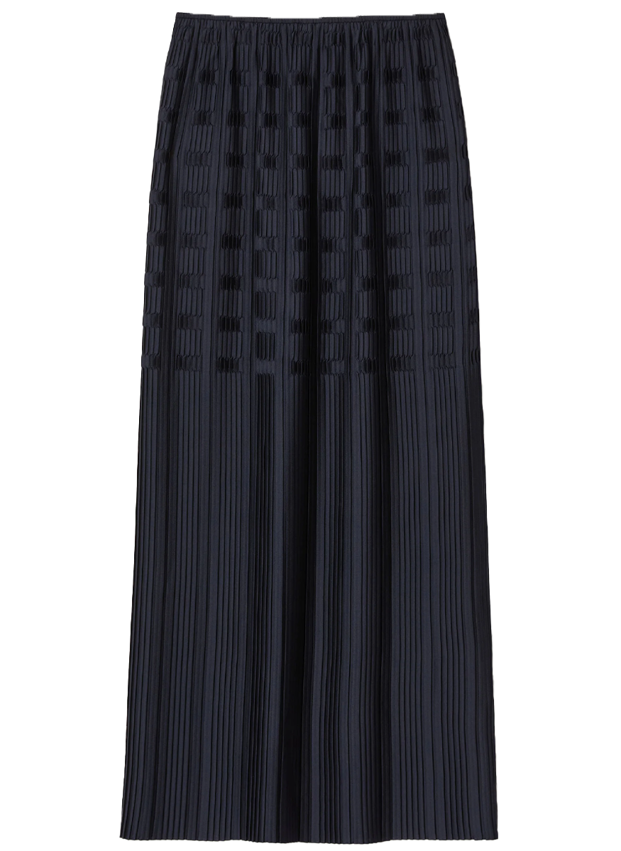 Recycled Satin Basketweave Plissé Skirt