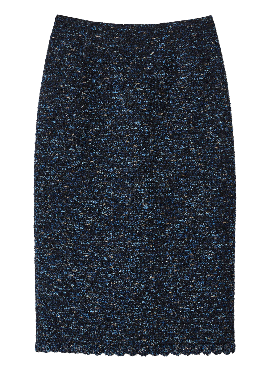 Cosmos Bouclé Tweed Crochet Trim Skirt