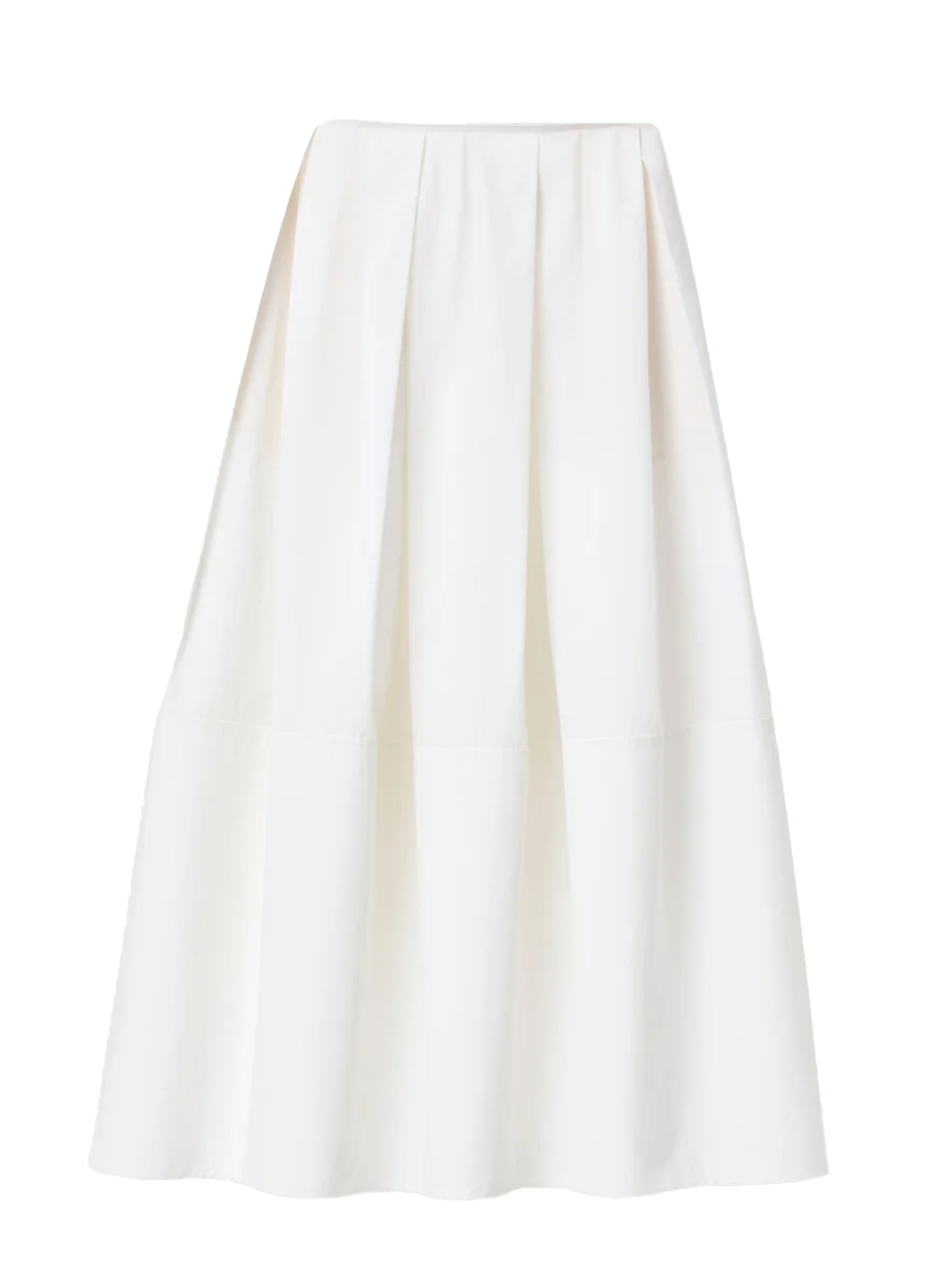 Organic Cotton Poplin A-Line Midi Skirt