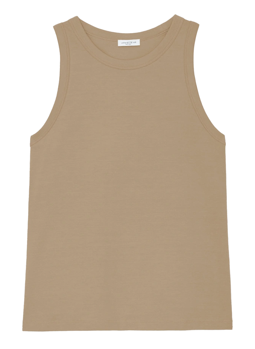 Cotton Rib Racerback Tank in Cadet Khaki