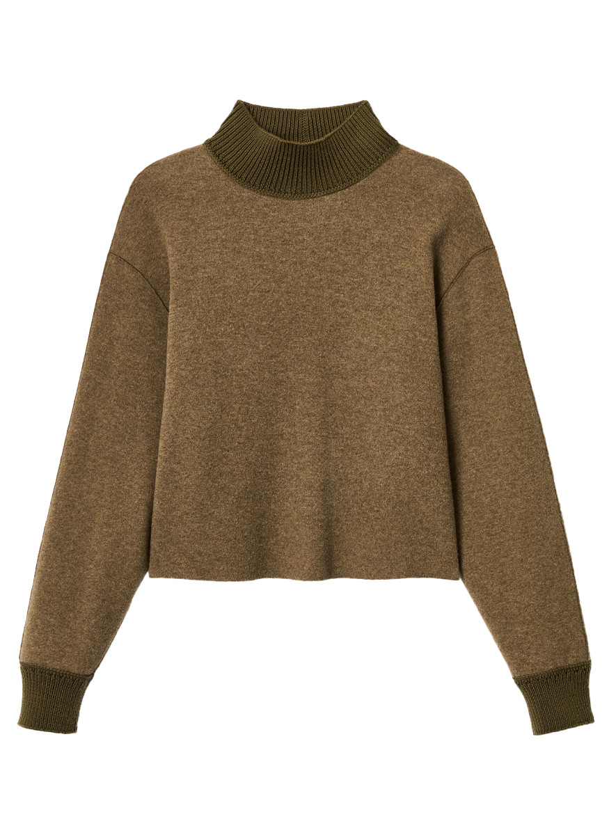 Wool-Cashmere Double Face Jersey Reversible Top