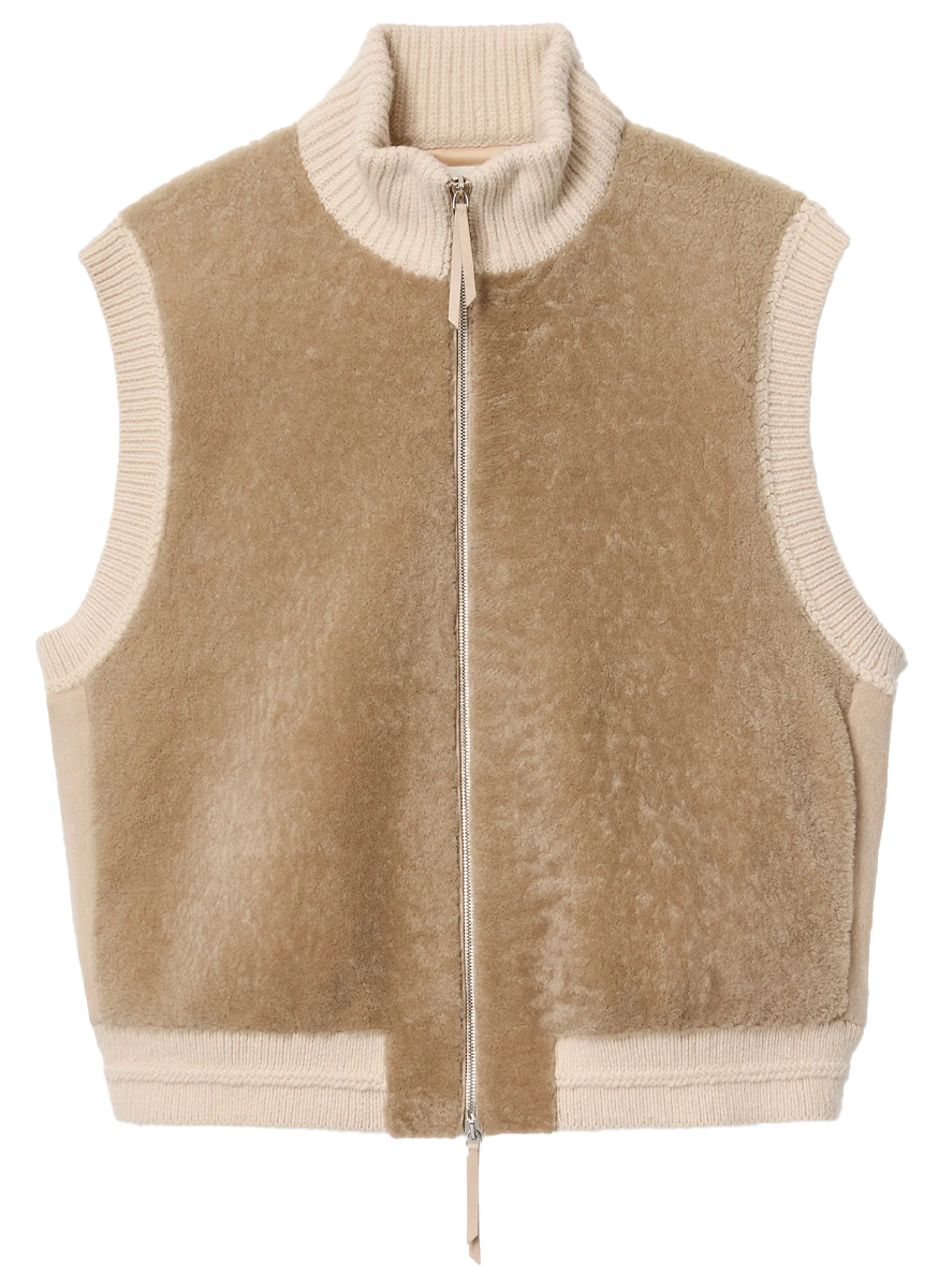 Shearling & Camel Hair Quilted Vest