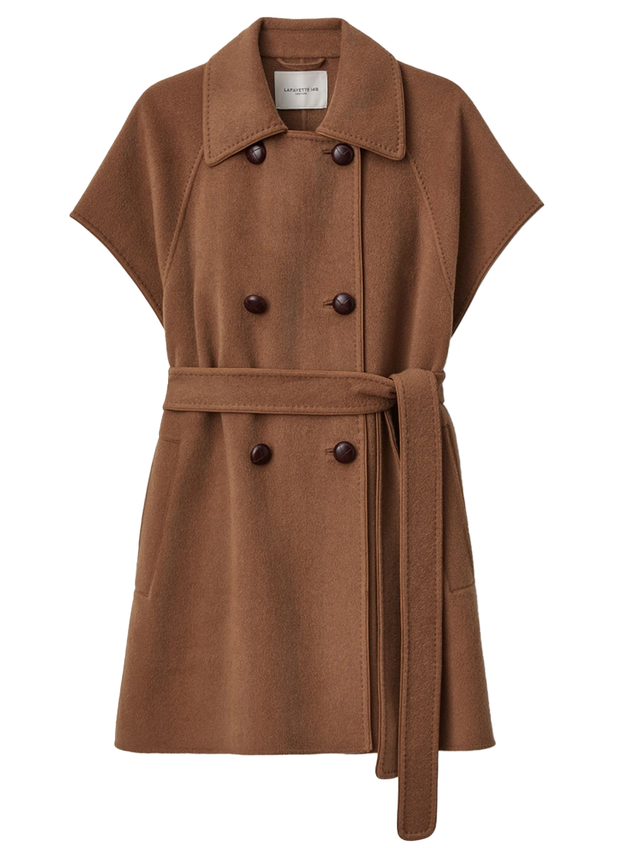 Cashmere Double Face Belted Trench Poncho