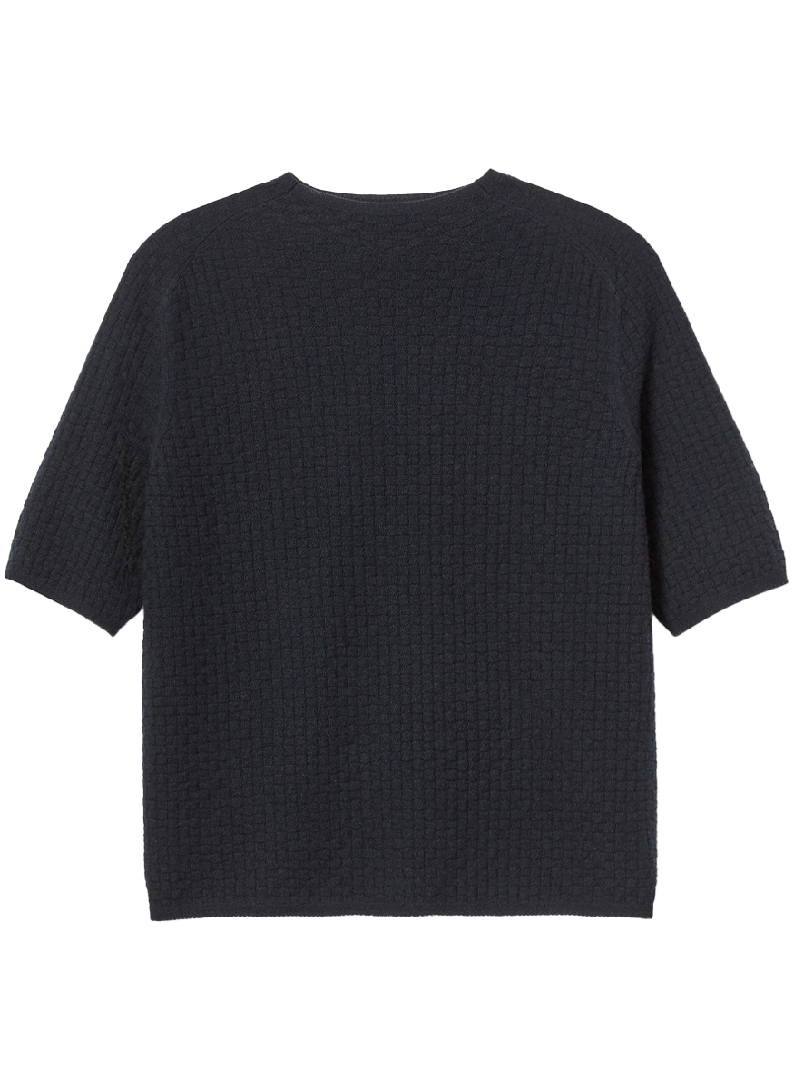 Cashmere Basket Stitch Short Sleeve Sweater