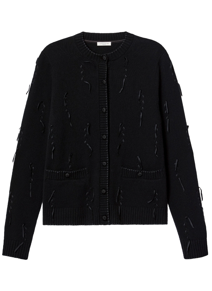 Hand Embellished Ribbon Cashmere Cardigan