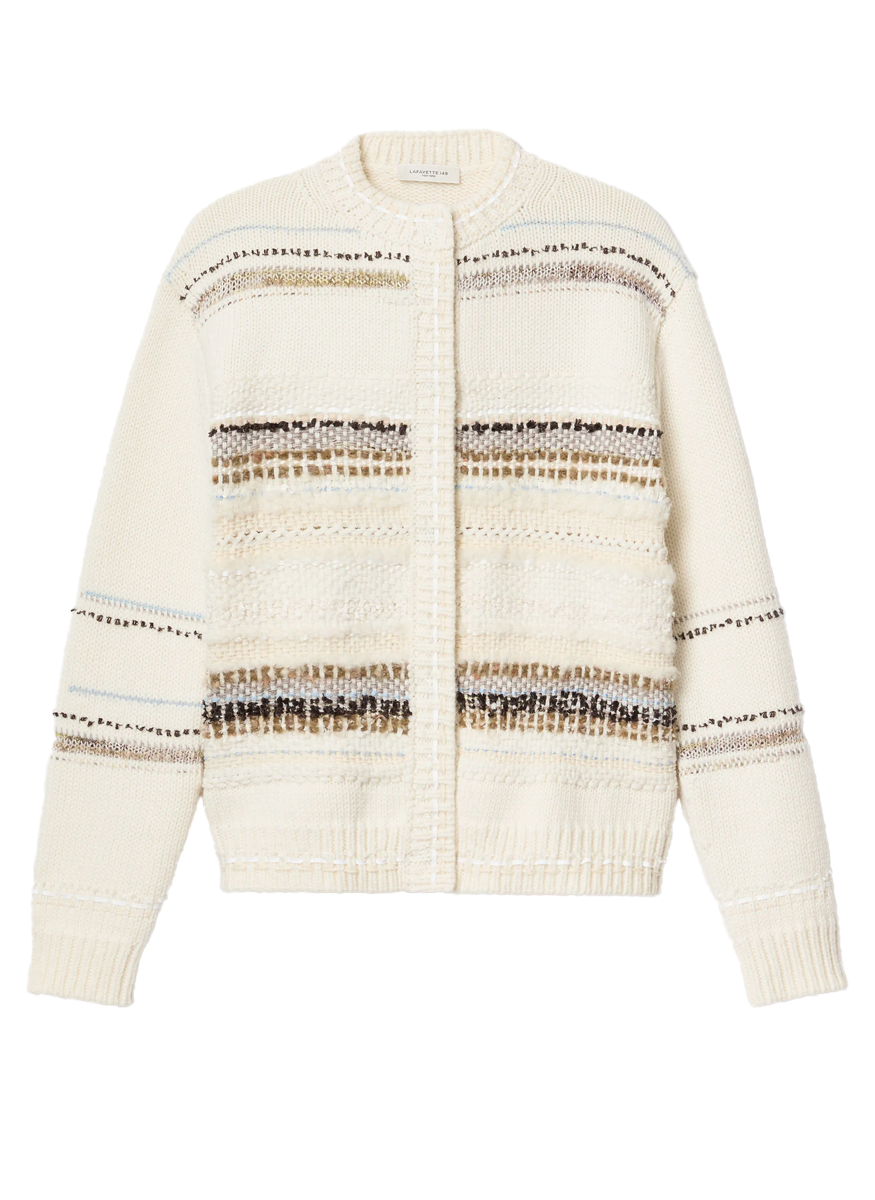 Merino Wool-Cashmere Knit & Handwoven Cardigan