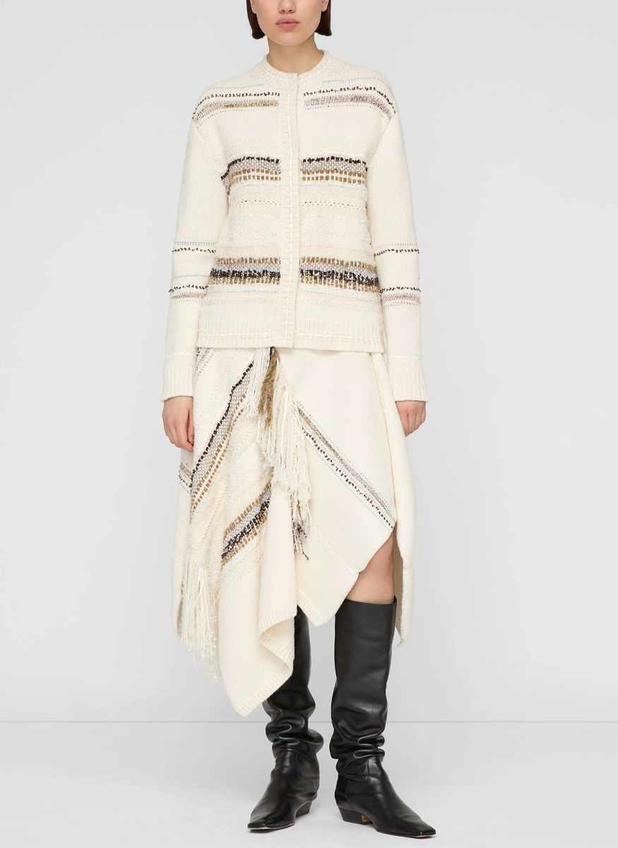 Merino Wool-Cashmere Knit & Handwoven Cardigan