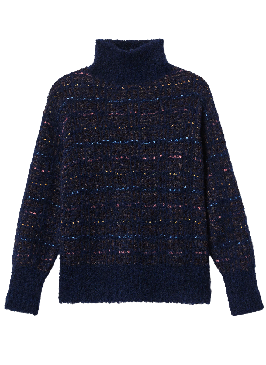 Lofty Alpaca-Linen Bouclé Turtleneck Sweater