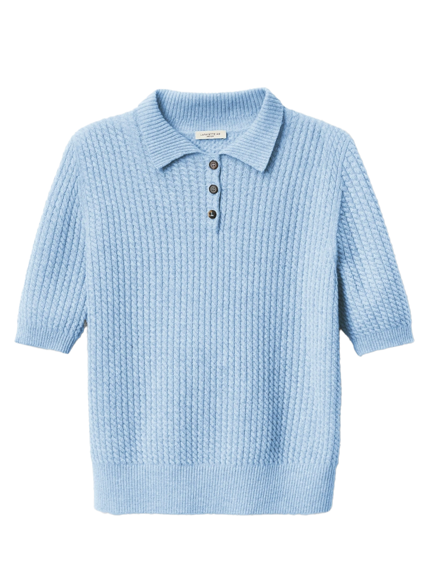 Cashmere Cable Knit Polo T-Shirt