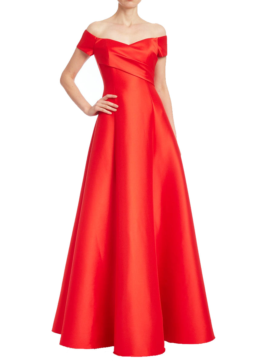 Mikado Off Shoulder Aline Gown