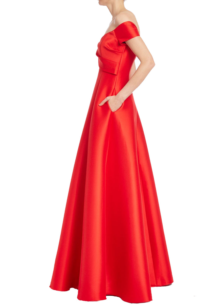 Mikado Off Shoulder Aline Gown